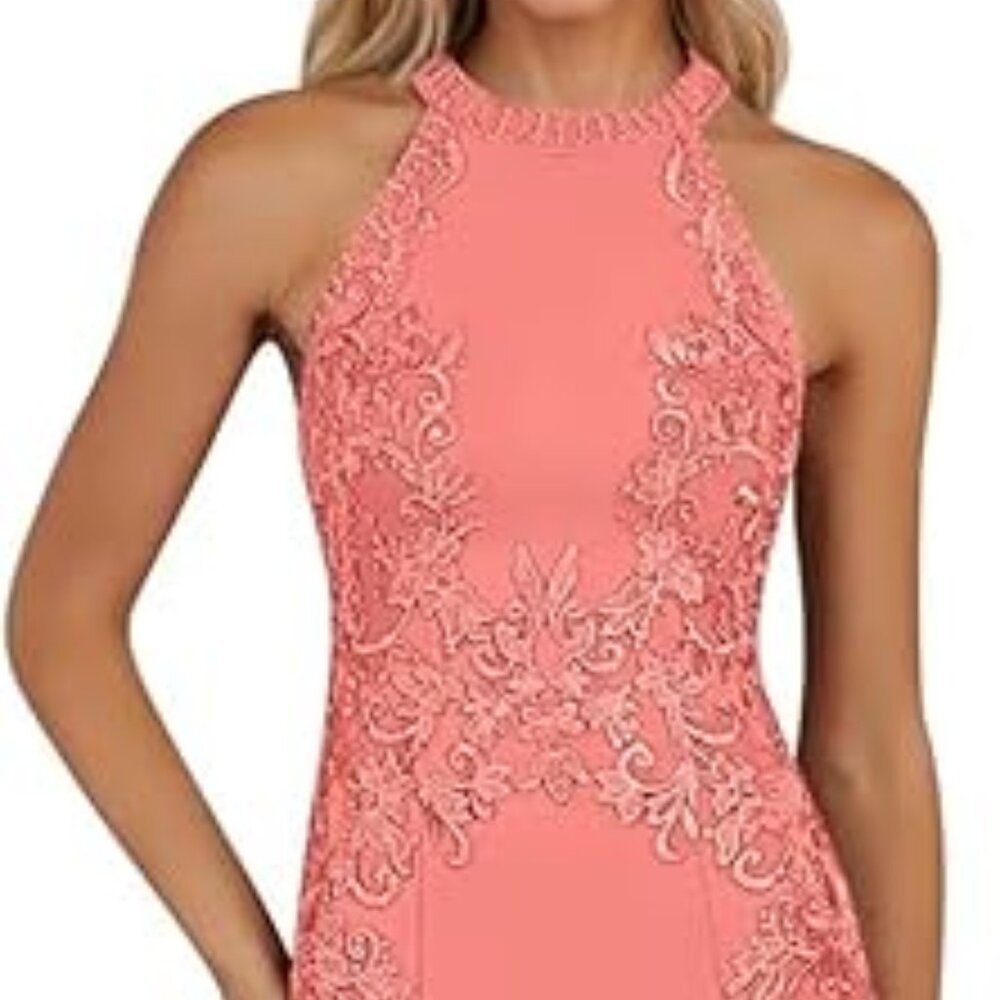 MiwiNovia Chiffon Lace Appliques Mother of The Bride Dresses Long Mermaid Halter